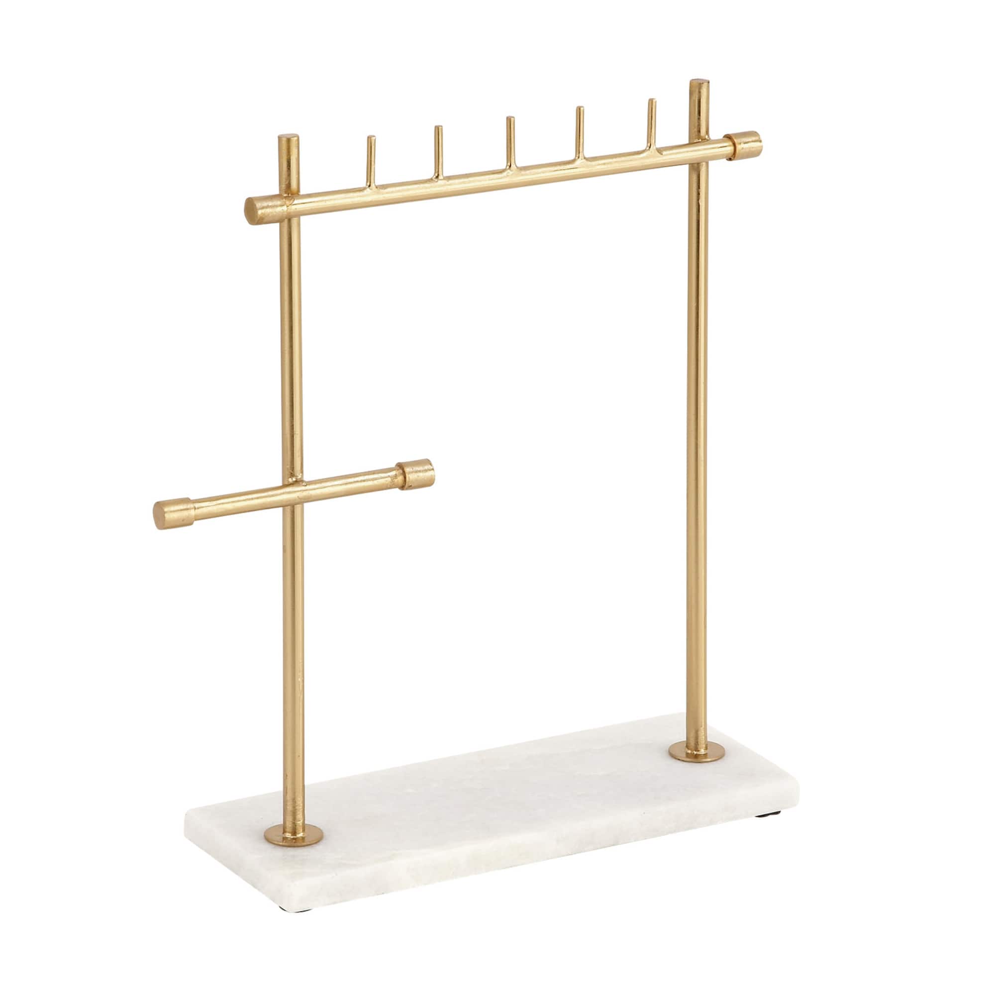 Gold Marble Modern Jewelry Stand, 13" x 12" x 4"